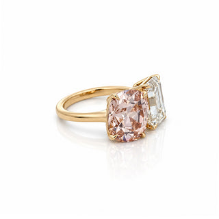 Cushion & Emerald Cut Diamond Toi et Moi Ring
