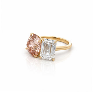 Cushion & Emerald Cut Diamond Toi et Moi Ring
