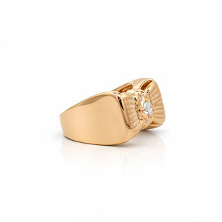 Round Diamond Ridged Bow Ring