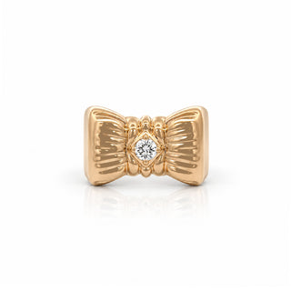 Round Diamond Ridged Bow Ring