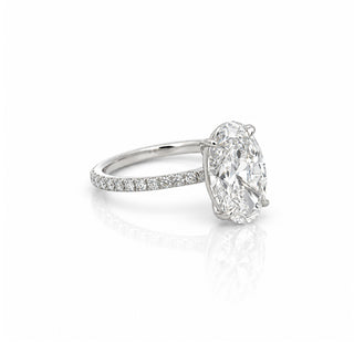 Oval Diamond Solitaire Ring With Pave Band