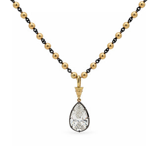Georgian Pear Diamond Two-Tone Ball Chain Necklace