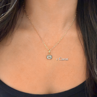 Georgian East-West Emerald Lab Diamond Paperclip Necklace