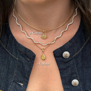 Georgian Pear Yellow Lab Diamond Ball Chain Necklace