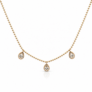 Bezel Pear Shape Lab Diamond Drop Necklace