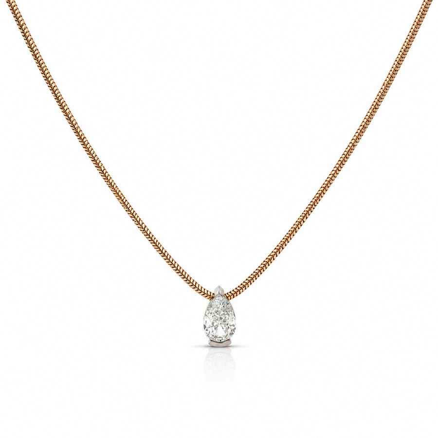 Pear Diamond Snake Chain Necklace