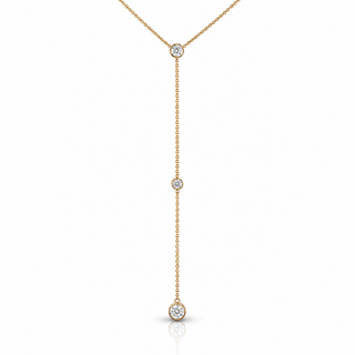 Round Bezel Diamond Lariat Necklace
