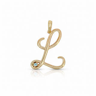 Birthstone Cursive Letter Pendant