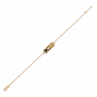 Blue Sapphire and Diamond Initial Bracelet
