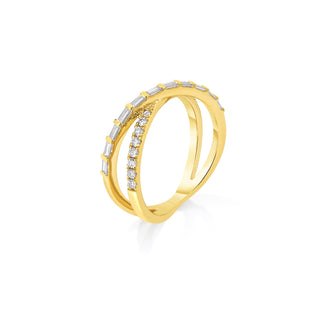 Baguette & Round Criss Cross Ring