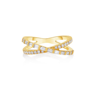 Baguette & Round Criss Cross Ring