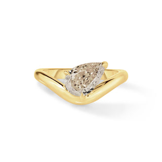 Curved Pear Champagne Diamond Pinky Ring