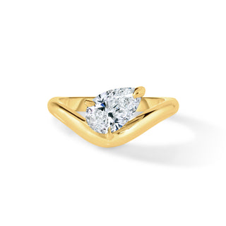 Curved Pear Diamond Pinky Ring