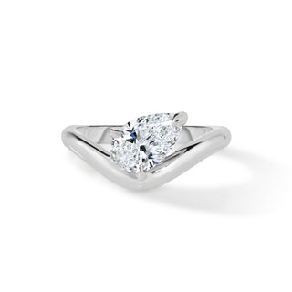 Curved Pear Diamond Pinky Ring