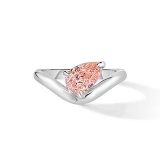 Curved Pear Pink Diamond Pinky Ring