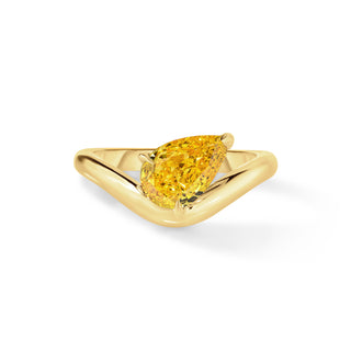 Curved Pear Yellow Diamond Pinky Ring