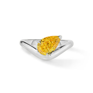 Curved Pear Yellow Diamond Pinky Ring