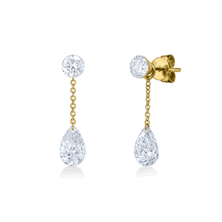 Round & Pear Shape Lab Diamond Chain Drop Earrings