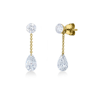Round & Pear Shape Lab Diamond Chain Drop Earrings