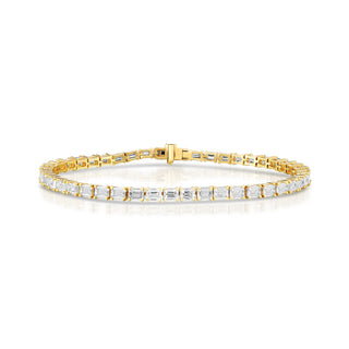 East-West Emerald Cut Natural Diamond Tennis Bracelet