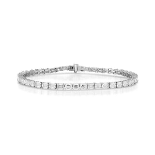 East-West Emerald Cut Natural Diamond Tennis Bracelet