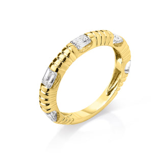Emerald Cut Lab Diamond Fluted Ring