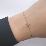 Diamond Bezel Initial Bracelet
