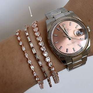 Bezel Set Heart Cut Natural Diamond Tennis Bracelet