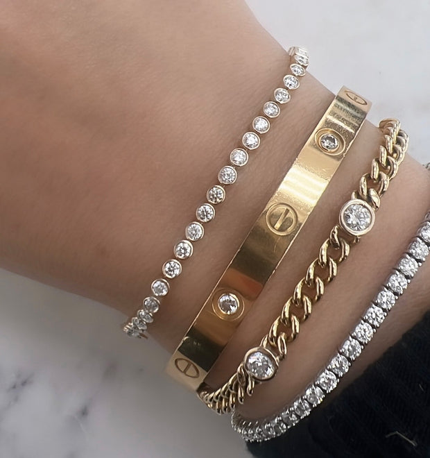 Silver Tennis Bracelet (Half) - White | Linjer Jewelry