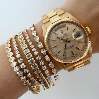 Bezel Pear Natural Diamond Tennis Bracelet