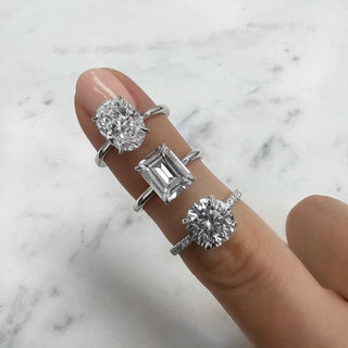 Hidden Halo Oval Diamond Solitaire Engagement Ring