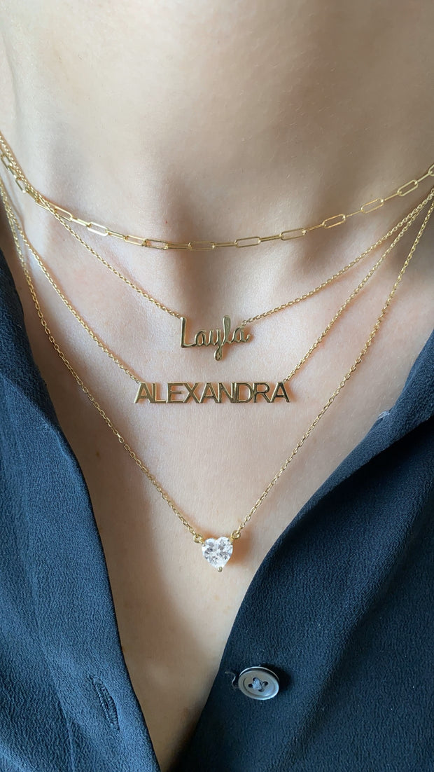 Script Nameplate Necklace – Alexandra Beth