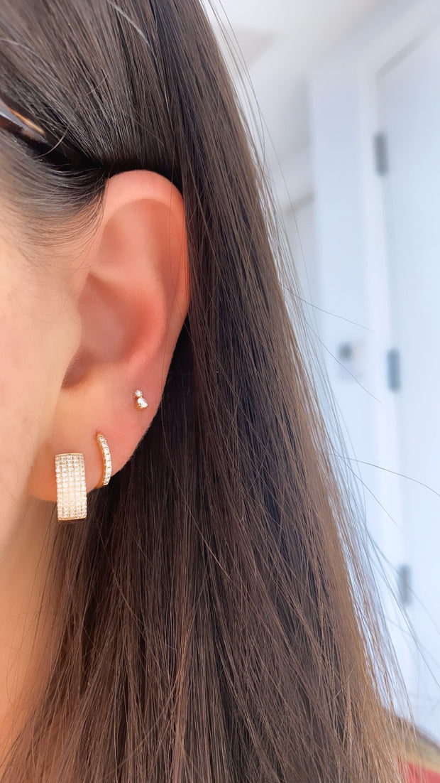 5-Row Diamond Huggie Earrings