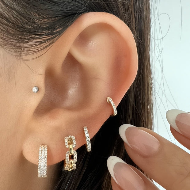 Diamond Cartilage Huggie Earrings