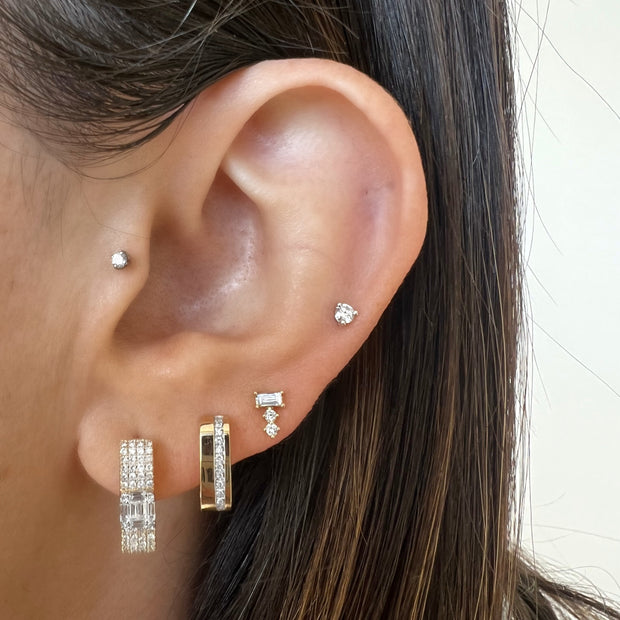 Square Diamond Line Huggie Earrings
