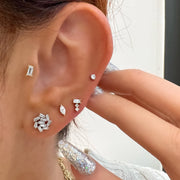 Baguette + Round Diamond Stud Earrings