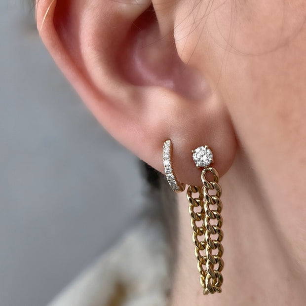 Diamond Solitaire Chain Stud Earring