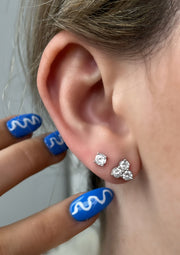 Diamond Tripod Cluster Stud Earrings