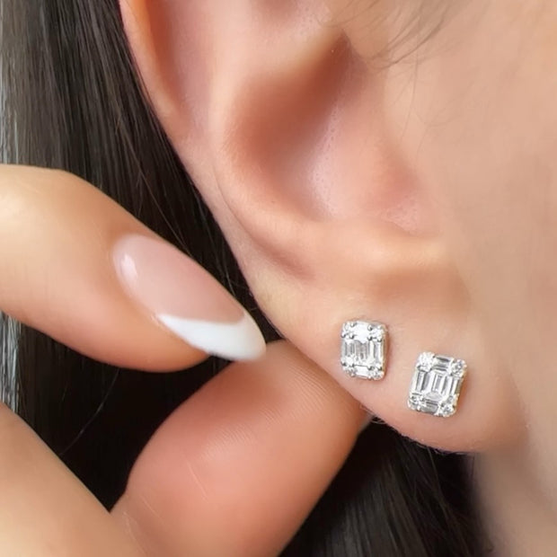 Illusion Emerald Stud Earrings