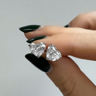 Diamond Heart Stud Earrings