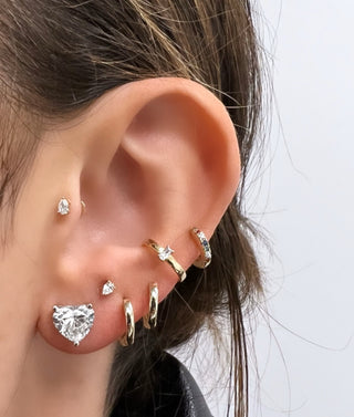 Diamond Heart Stud Earrings