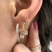 Double Chain Drop Earrings with Baguettes