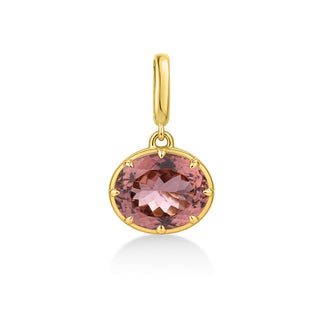 Georgian East-West Oval Pink Tourmaline Pendant