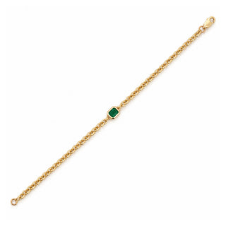 Bezel Emerald Chain Bracelet