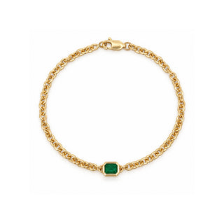 Bezel Emerald Chain Bracelet