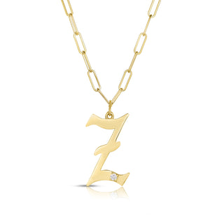 Diamond Gothic Letter Necklace