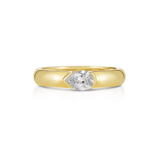 Half Bezel Pear Lab Diamond Puffy Ring