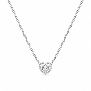 Bezel Heart Lab Diamond Solitaire Necklace