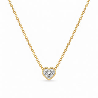 Bezel Heart Lab Diamond Solitaire Necklace