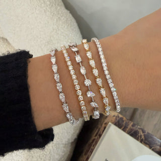 East-West Pear Lab Diamond Tennis Bracelet